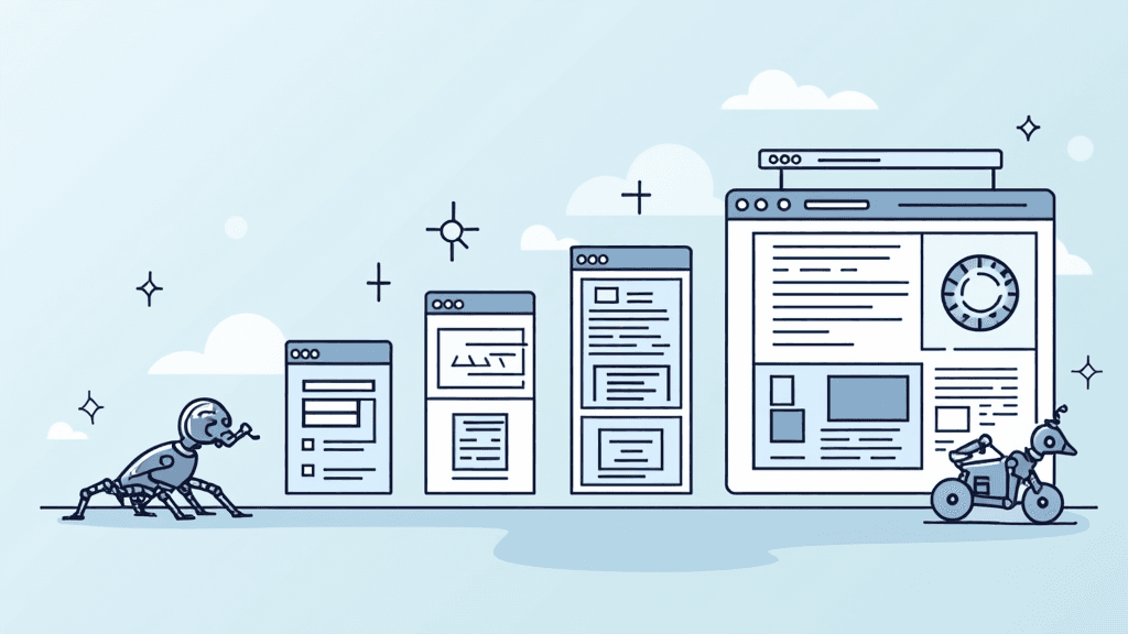 Illustration showing the evolution of web scraping technology